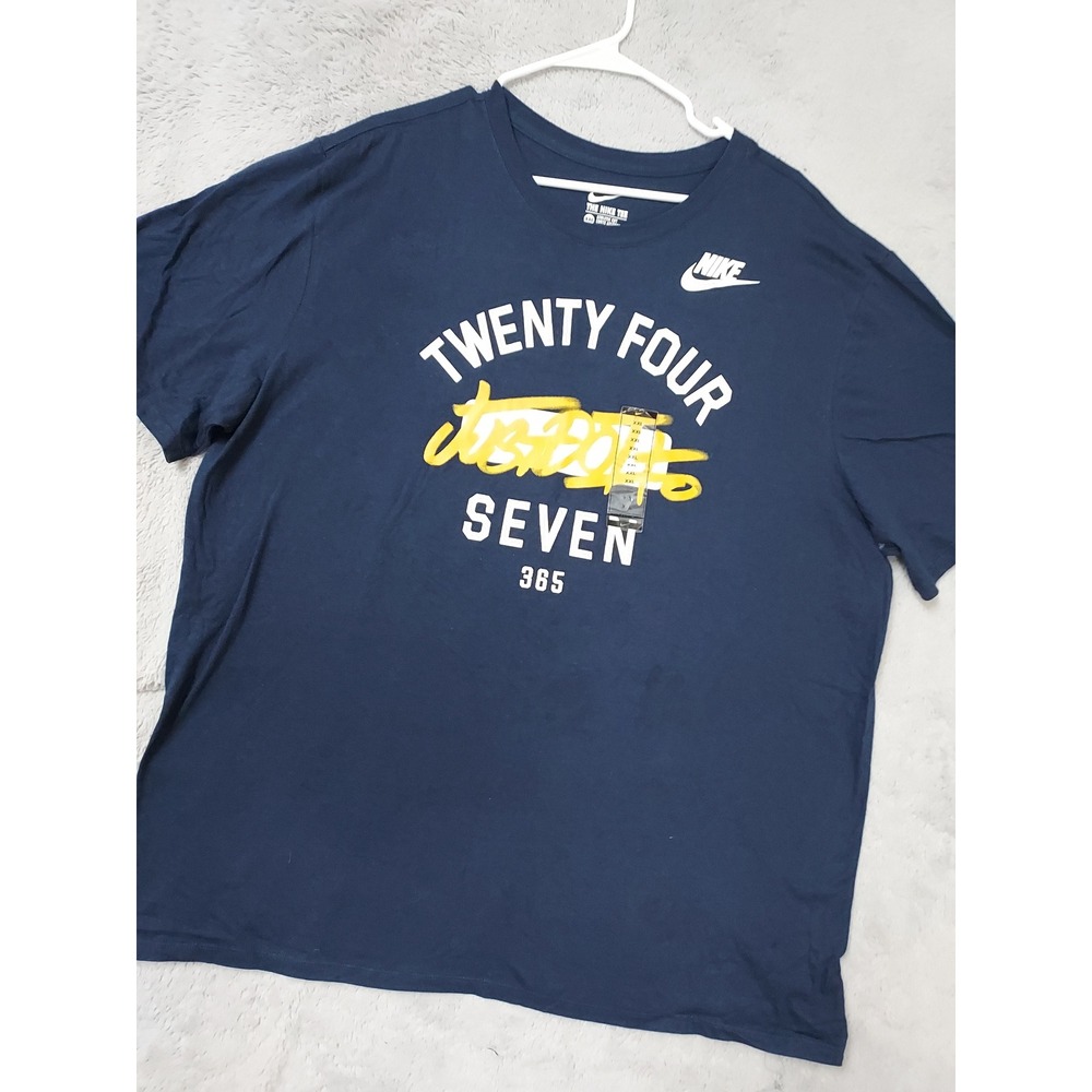 NEW Nike Shirt Mens XXL 2XL Twenty Four Seven 365 Just Do It Navy Blue FLAWS